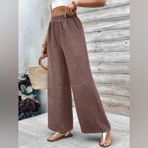 Source Unknown Chic Wide-Leg Pants in Charcoal Size S Stretch Waist Lightweight